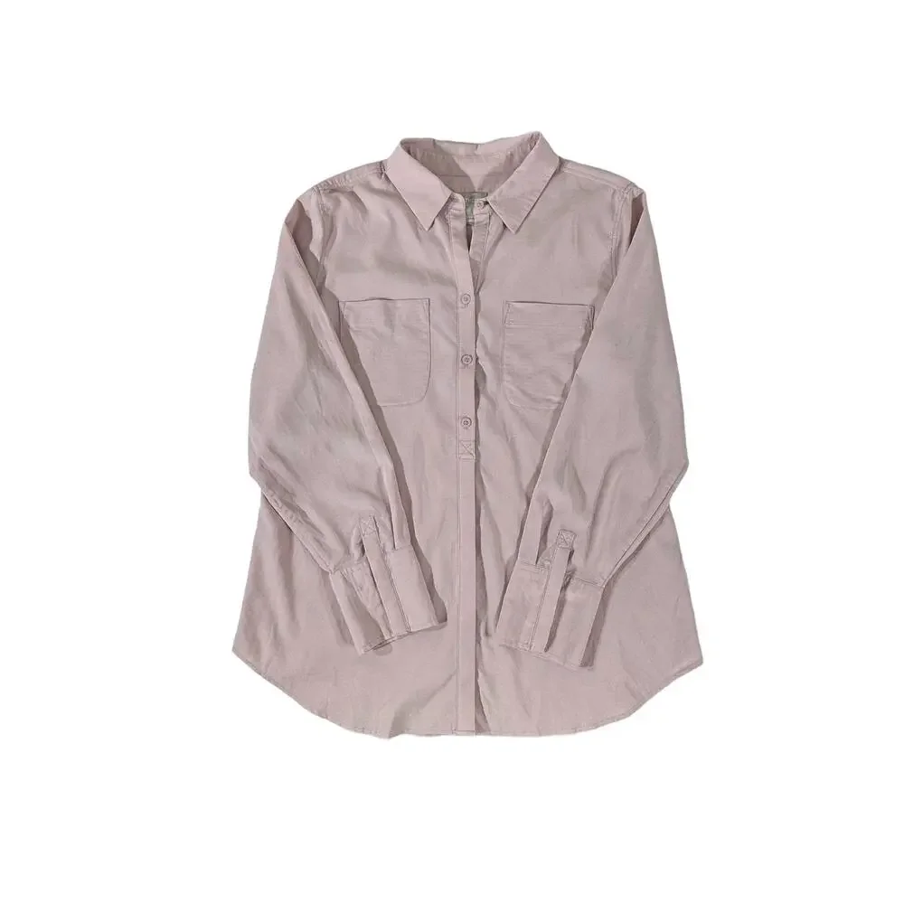 Chicos Silky Soft‎ Donny Half-Placket Shirt Size 1 or 8/10 Pink Button Front
